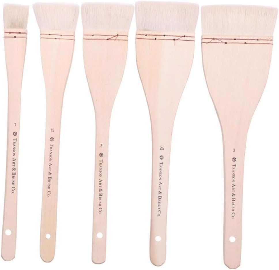 3Pcs Wool Hake Brush for Hand Drawing and Wall Painting Lightweight Treated Handle Durable Wire Design for Oil and Painting