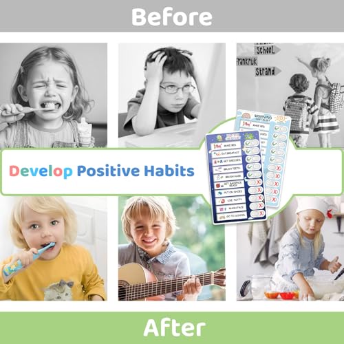 Image of Upgraded 2 in 1 Bedtime /Morning Routine Chart - Magnetic Chore Chart for Toddlers, Cute Visual Schedule Board for Home, Kids Checklist to Do List ADHD Tools