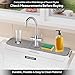 24 Inch Silicone Faucet Mat for Kitchen Sink Splash Guard & Draining Tray Sink Protector with Soap & Sponge Holder Grey (Purest Peak)