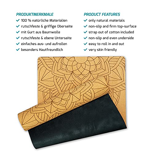 banters Yogamat van Kurk en Natuurlijke Rubber - Afmetingen 183 x 61 x 0,5 cm - Afbeelding 3