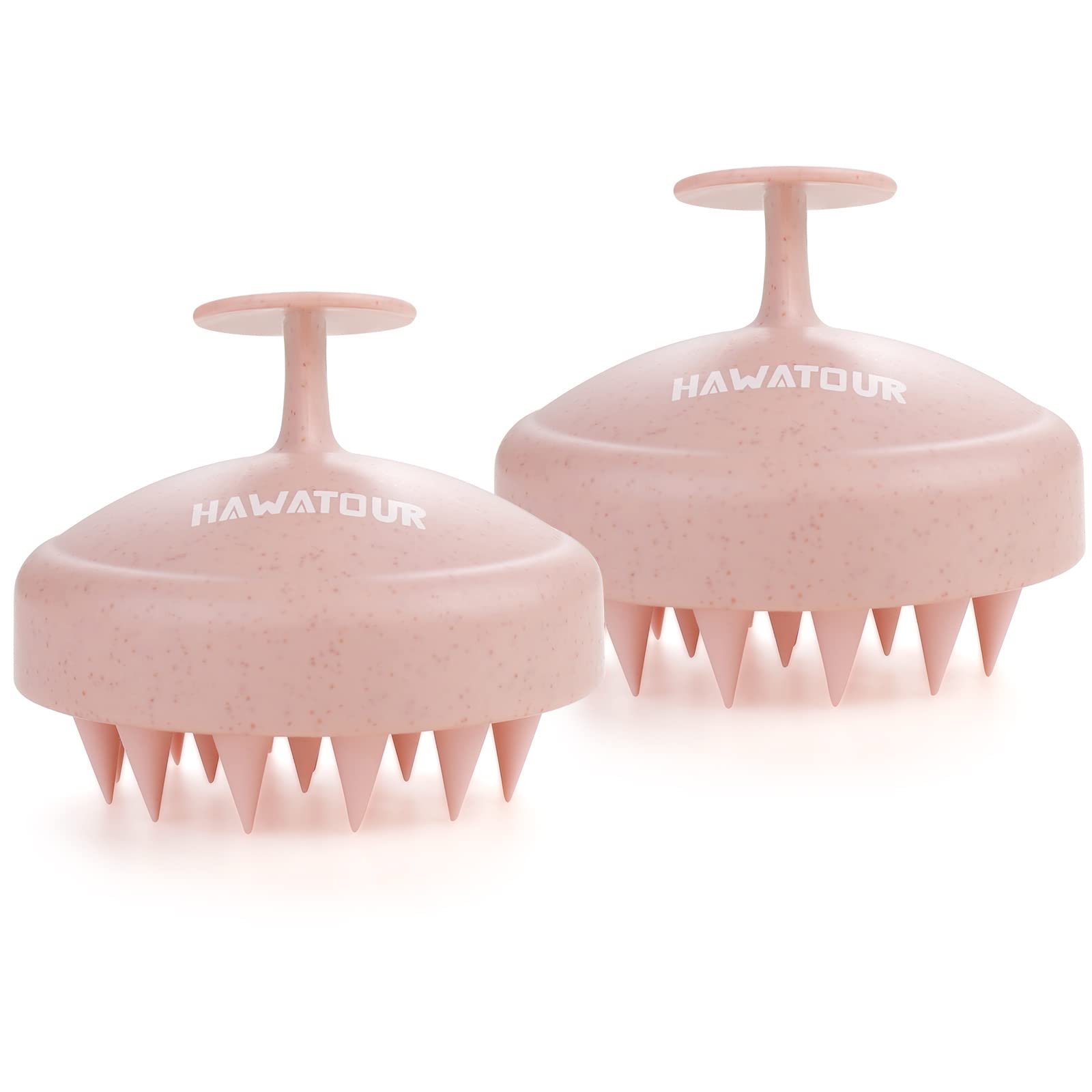 HAWATOUR Scalp Massager for Hair Growth, Soft Silicone Bristles to Relieve Itching and Remove Dandruff, Scalp Scrubber for Hair Care Relax, Upgraded Wheat Straw Material, Pink, 2 Count