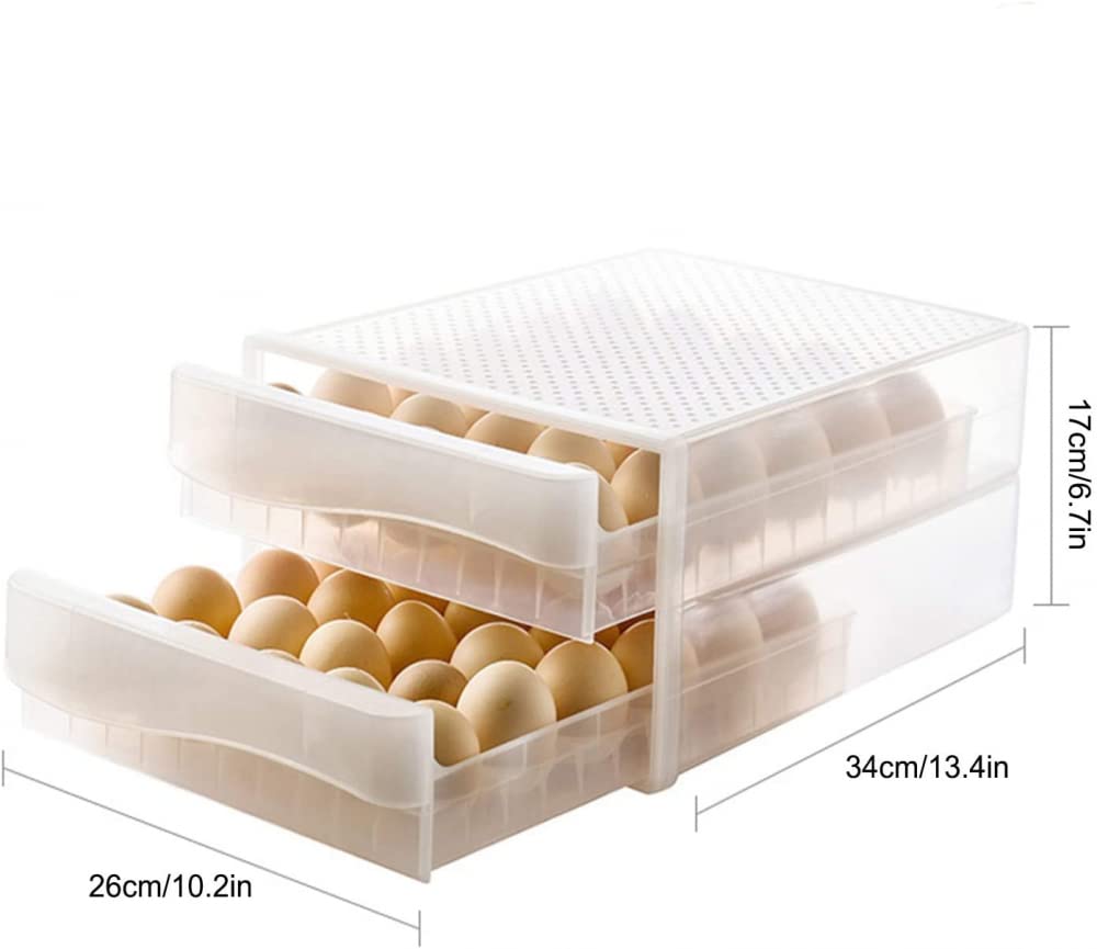 Bandeja de plástico para huevos, Caja for Huevos 60 Compartimentos Doble Cajón Apilable