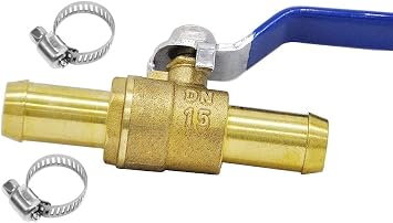 YOUHO 3/4 Hose Barb Straight Through Forged Brass Micro-Cut Ball Valve, heater hose shut off valve 3/4" Hose Barb x 3/4" Hose Barb, 180 Degree Operating Handle, Water, Oil, Gas, Fuel line Fittings