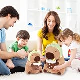 Achwishap Capybara Plush,Cute Plushies Capybara Stuffed Animals,Capybara Plush Toys,Kawaii Plushie Stuffed Toy with Dinosaur Hat Plushies for Kids Adults Birthday Gifts,Brown 12”