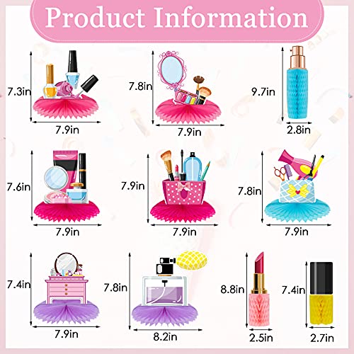 10 Pieces Spa Honeycomb Centerpieces Spa Table Topper Make up Table Decorations 3D Cosmetics Party Supplies Nail Lipstick Girl Theme Photo Booth Props for Make up Birthday Anniversary Party Supplies - Image 3