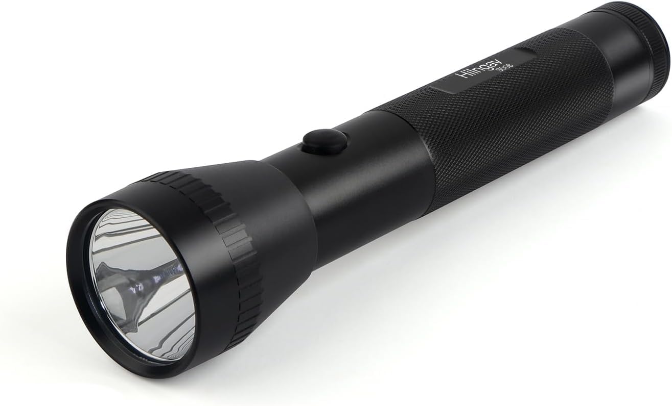 Heavy Duty 2 D Cell Battery LED Big Flashlights, Ultra Bright 600 Lumens, Single Mode, Aluminum, Rugged Metal Flashlight for Outdoors and Emergency Power Outages (1 Pack)