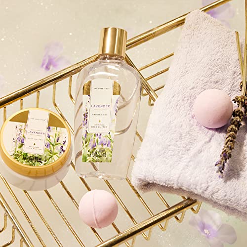 SPA LUXETIQUE Wellness Geschenkset für Frauen - Geschenkset für das Badezimmer, 8 Stück, für das Geburtstagsgeschenk, Lavendelduft, Pflegeset mit Badewanne, Geschenk für Frauen Geburtstag, Weihnachten