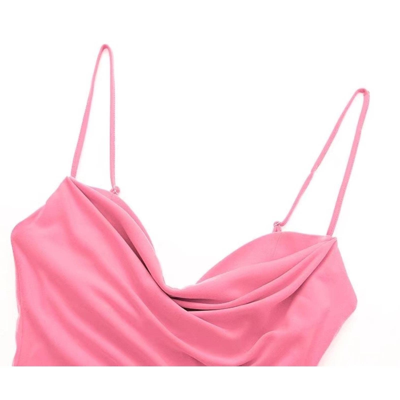 Vestido midi plisado de moda para mujer, elegante, verde, rosa, blanco, con cuello en V, sin mangas, con abertura larga, camisola elegante, para mujer, túnica