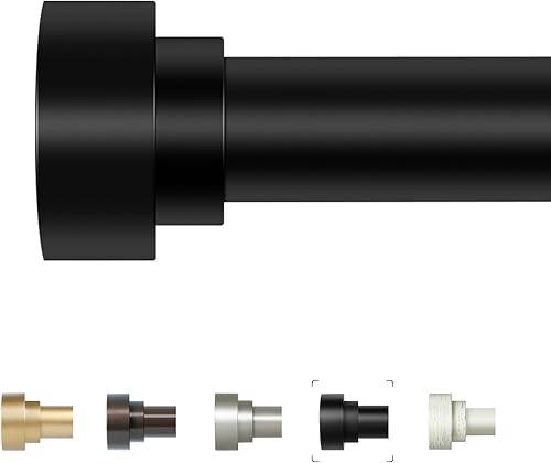 Barras de cortina negras para ventanas de 28 a 48 pulgadas (2.3-4 pies), barras de cortina resistentes de 1 pulgada de diámetro, barra de cortina