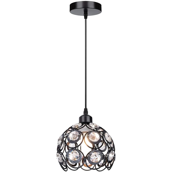 Buy Becailyer Mini Crystal Pendant Light, Black Basket Cage Hanging