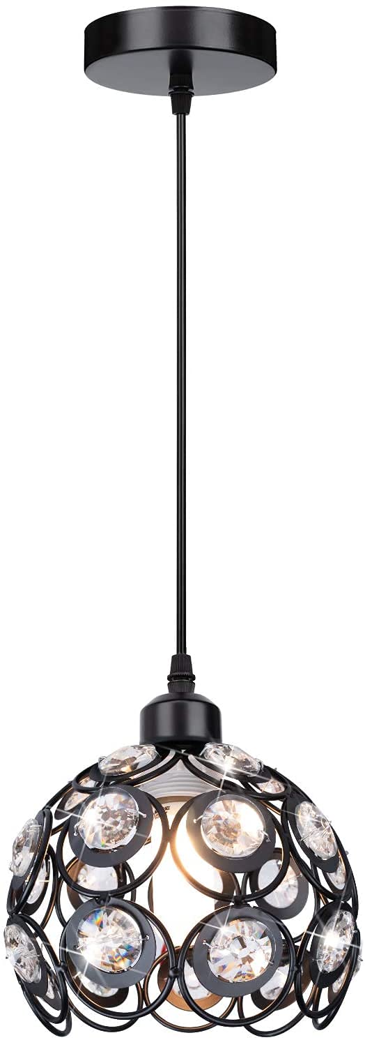 Buy Becailyer Mini Crystal Pendant Light, Black Basket Cage Hanging
