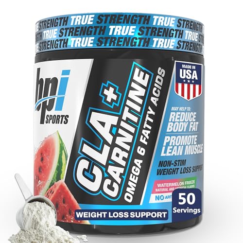BPI Sports CLA+Carnitine – CLA L Carnitine & Linoleic Acid – L Carnitine Supplement for Weight Loss, Metabolism & Lean Muscle – Caffeine Free – Watermelon Freeze – 50 Servings – 12.34 oz