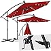 Produktbild Kesser® Alu Ampelschirm Ø 300 cm LED mit An-/Ausschalter Solarpanel Kurbelvorrichtung UV-Schutz Aluminium Wasserabweisende Bespannung - Sonnenschirm Schirm Gartenschirm Marktschirm ROT