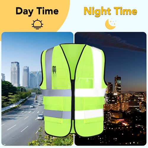 Image of XPCARE Reflective Safety Vests For Women Men, High Visibility Security Vest Pockets and Zipper Front Construction Work Vest