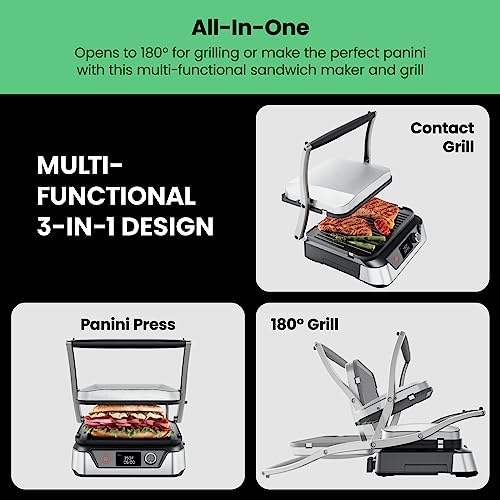 image for Chefman 5-in-1 Digital Panini Press Grill Sandwich Maker and Griddle G