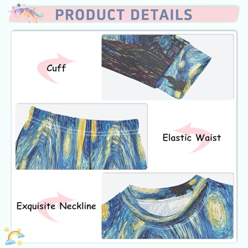 Pajama Sets Long Sleeve Top and Pants Sleepwear Starry Sky for 2-8 Years Old4