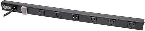 Tripp Lite Regleta de alimentación de 6 salidas en ángulo recto, cable largo de 8 pies, enchufe 5-15P en ángulo recto, 24 pulgadas, 120 V, metal,