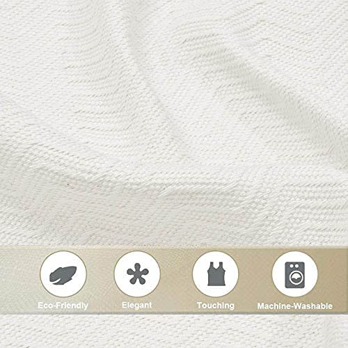 Image of LINENWALAS Textured Cotton Solid Herring Bone Weave Heavy Drapes Curtains with Elegant Back Tabs for Doors (4.5x5ft, White)