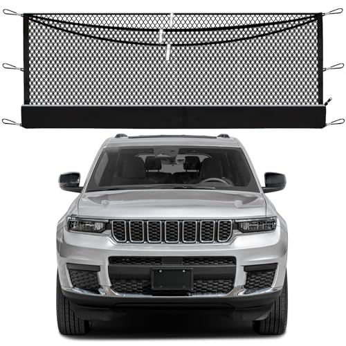 Image of 3-Layer Cargo Net for Jeep Grand Cherokee 2021-2026, Zoned Storage Netting | Trunk Storage Net with Integrated Zippered Storage Bag, Heavy-Duty Cargo Organizer Netting for Camping, Travel & Daily Use