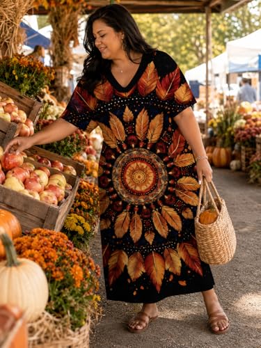 Image of SUZONANA Plus Size Dresses for Curvy Women African Print American Dress Summer Outfits Casual Loose with Pocket