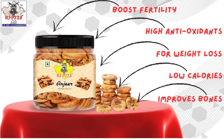 Image of Anjeer RJ 7773 Premium Dried Afghani Anjeer, Rich in Fibre, Calcium & Iron, Low Calorie, Fat-Free Dried Figs (1 kg)