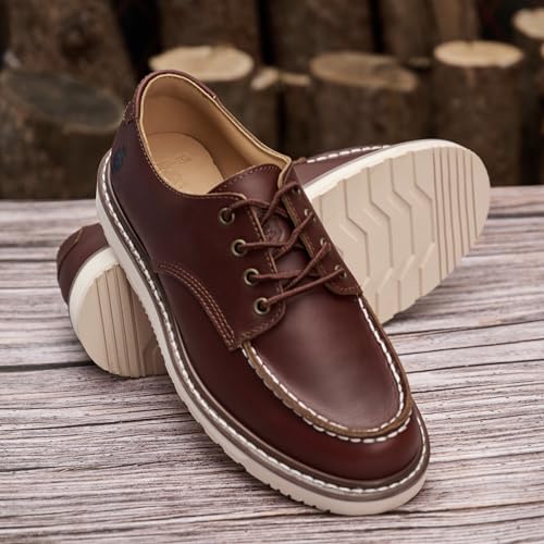 SL-Saint Handgefertigte Herren Soft Moc Toe Lace Up Stylish Stiefel Classic Genuine Good Year-Welted Top Cowhide Schuhe (Braun, Erwachsene, Herren, 43, Numerisch, EU Schuhgrößensystem, Breit)