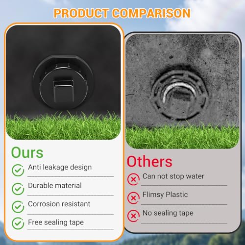 Image of Stock Tank Drain Plug Kit for Rubbermaid 50、70、150、100, 300 Gallon Stock Tank ≥ 2 in Holes for Rubbermaid Stock Tank Stock Tank Plug Replacement