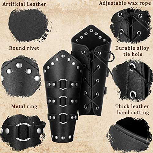 patelai 1 pair faux leather arm guards arm bracers leather gauntlet medieval viking cosplay accessories for men women