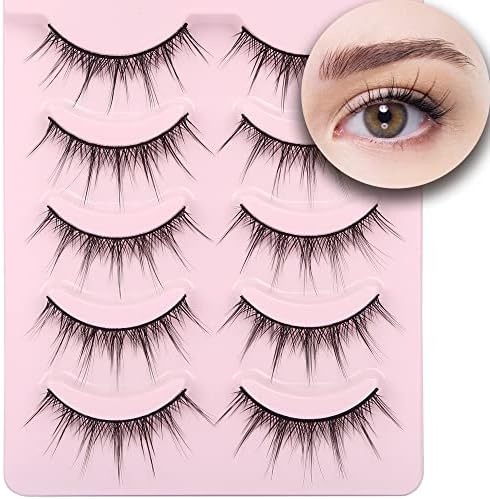 aupalada False Eyelashes Natural Half Lashes Wispy Cat Eye Lashes Short 3D Faux Mink 1/2 Lashes Soft Fake 3/4 EyeLashes Set Multipack, Accent Lashes, Tatti Natural Lashes,