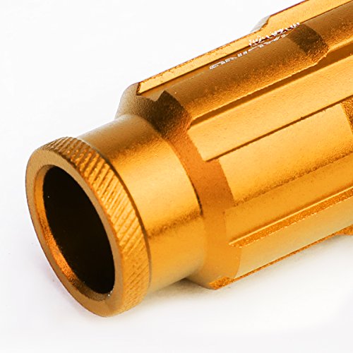 Image of DNA MOTORING LN-ZTL-9025-125-OR 20Pcs M12 x 1.25 Open End Style Wheel Lug Nuts w /Deep Drive Extension Adapter, 24mm OD /50mm H, Orange