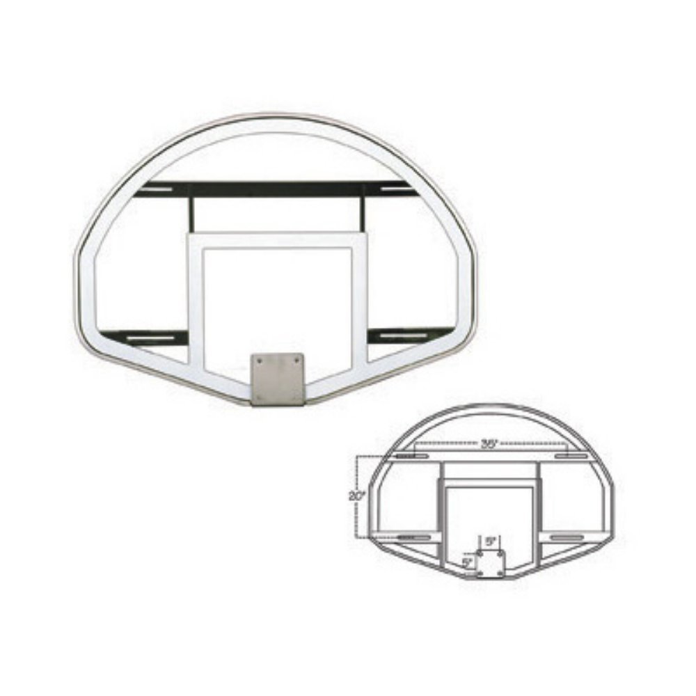 First Team FT233 54in x 39in Fan Shaped Glass Basketball Backboard