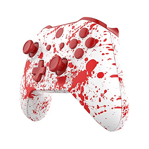 WPS Hydro Dipped Controller Case Collection Full Housing Shell + Full Buttons for Xbox One S Slim 1708 Version Controller (Red Splatter -Red)