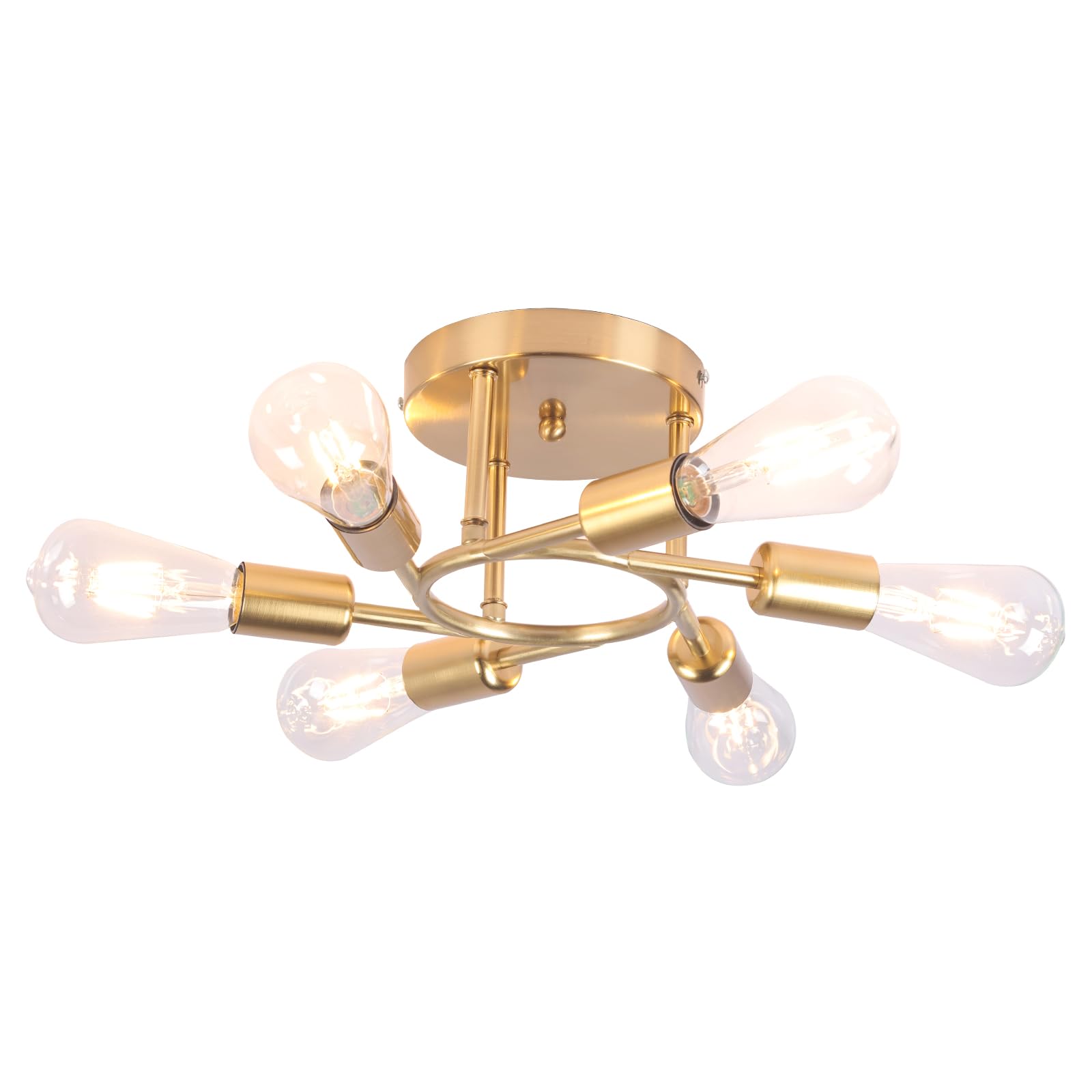 xychfantligh 6-Light Gold Sputnik Flush Mount Chandelier Ceiling Light E27