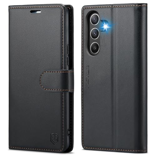 for Samsung Galaxy A25 5G Wallet Case with RFID Blocking Credit Card Holder, PU Leather Folio Flip Kickstand Protective Shockproof Cover Women Men for Samsung A25 Phone Case (Black)