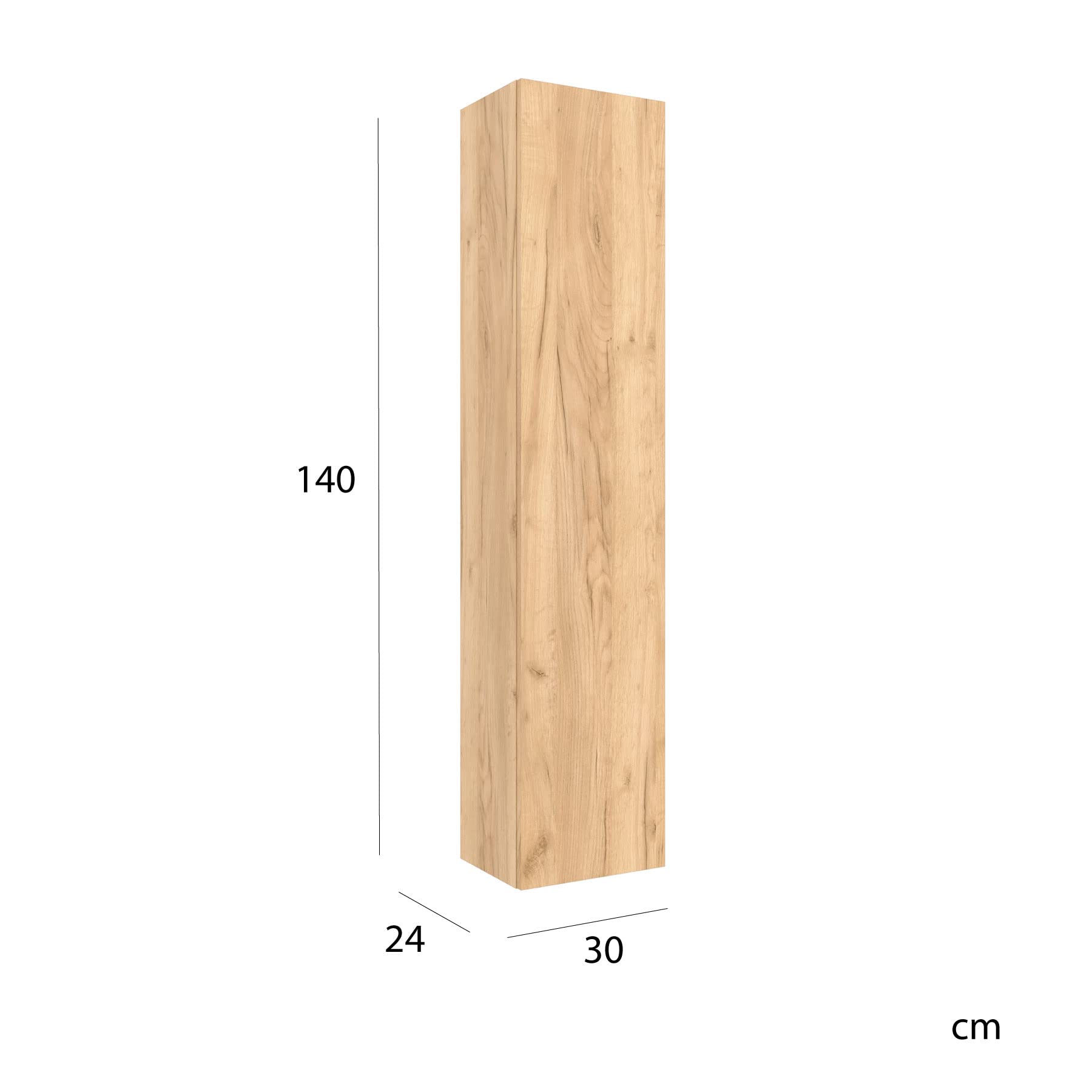 Columna de baño Bequia 100% montada de fábrica | Acabado Roble suspendida 1 Puerta Apertura Push y Cierre amortiguado | Salgar