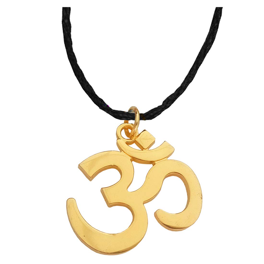 Sullery Spiritual Sign Om Aum Gold Zinc Metal::Cotton Dori Religious Sysmbol Pendant Necklace Chain for Men and Women