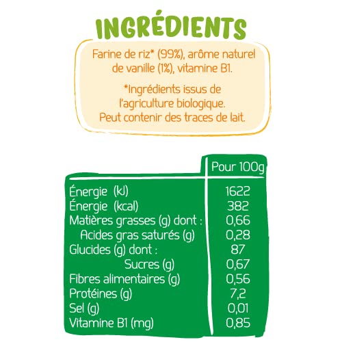 FRANCE BéBé BIO - Céréales BIO Riz Vanille pour Bébé dès 4 mois- Lot 7 x 200g