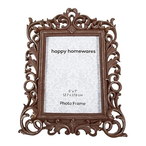 Happy Homewares Rustic Bronze Floral Photo Frame Cover