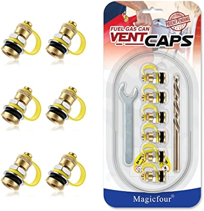 Magicfour Fuel Gas Can Vent Caps, 6 Pack Fuel Gas Tank Vent Caps Gas Can Replacement Vent Plug Gas Jug Vent Caps for Gas Fuel Water Can Jug to Allow Faster Flowing