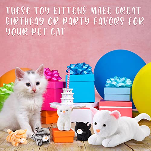 Skylety 5 Stück Plüsch Katzen Set Enthält Groß Katze Stofftier Weich Kuscheltier mit 4 Flauschig Plüschtier Kätzchen im Bauch Mama Katze zum Kuschel Schlaf Geburtstag Geschenk (Weiß)
