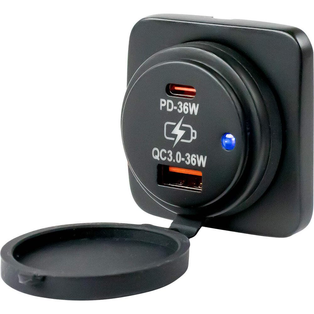 Sea-Dog USB A/USB C Square Surface Mount Power Socket