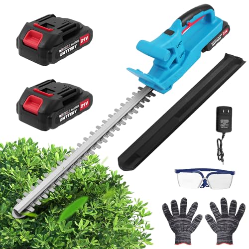Cortasetos batería, 21 V, batería eléctrica para jardín, con 2 baterías y Cargador, Longitud de...