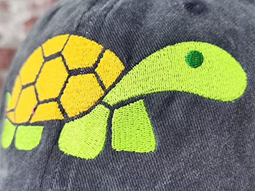 Embroidered Big Turtle Baseball Caps For Men Women Girl Boys, Adjustable Tortoise Trucker Hats Embroidery Animals Dad Hat Navy Blue #TOP2