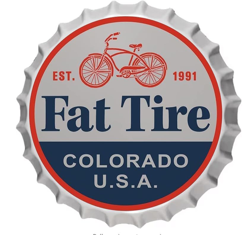 Eletina Retro Metal Tin Sign Fat Tire Sign For Home Cave Garage Bar Cafe Wall Art Plaque Decoration Vintage Bottle Caps Poster Sign 13.8"" Inches
