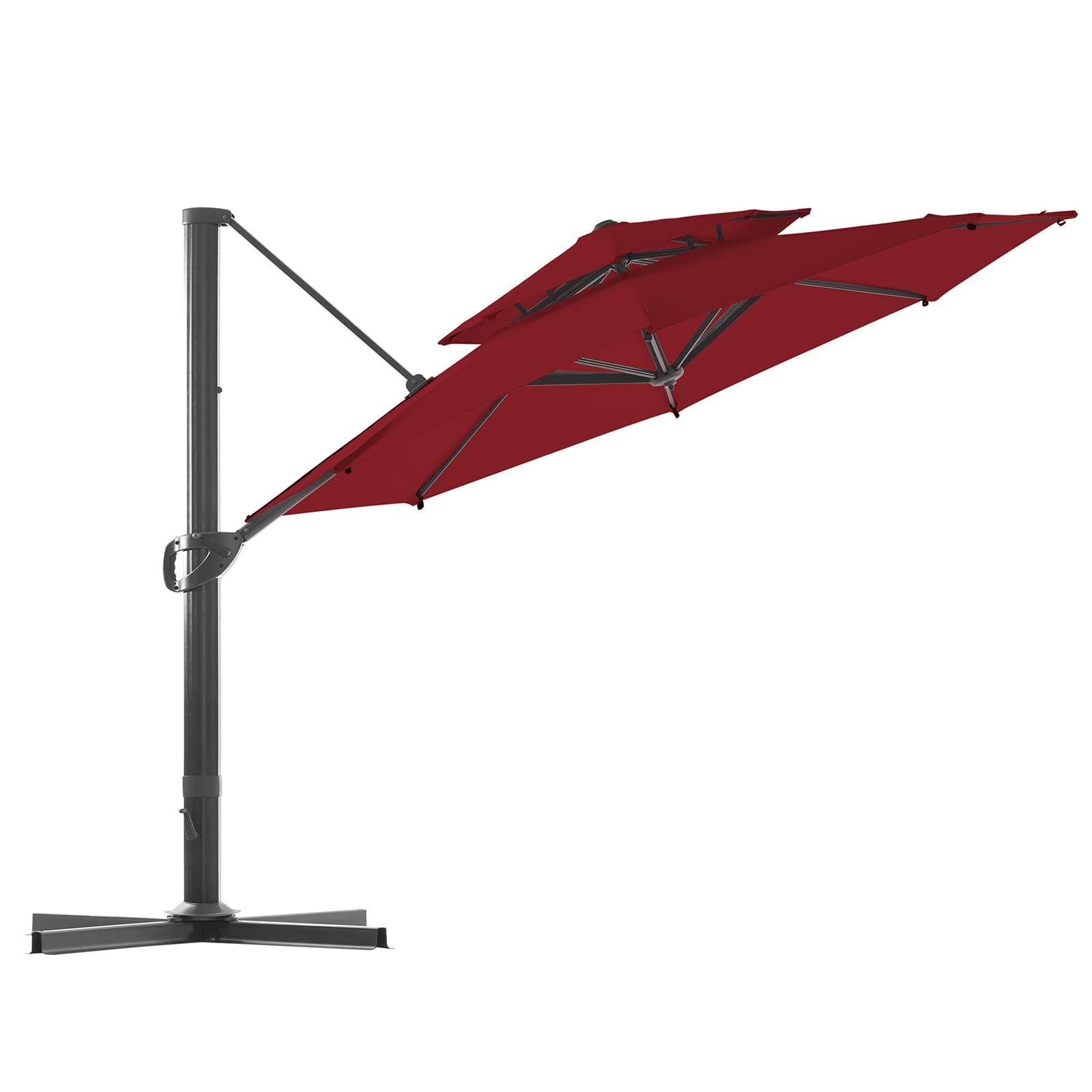 BLUU REDWOOD 11 FT 2 Tier Patio Umbrella Offset Cantilever Outdoor