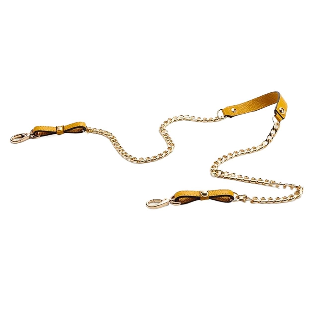 YUSUZH 1PCS 120CM Shoulder Bag Chain Aluminum with Leather Clasp Parts Buckle for Small Bag(Yellow)