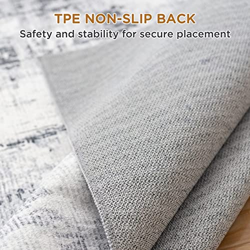 Vamcheer Machine Washable Rugs for Living Room - Modern Soft Faux Short Pile Area Rugs for Bedroom Dining Room Abstract Carpet for Office Kitchen Non Slip Non Shedding, 120x170CM, Grey - Image 4