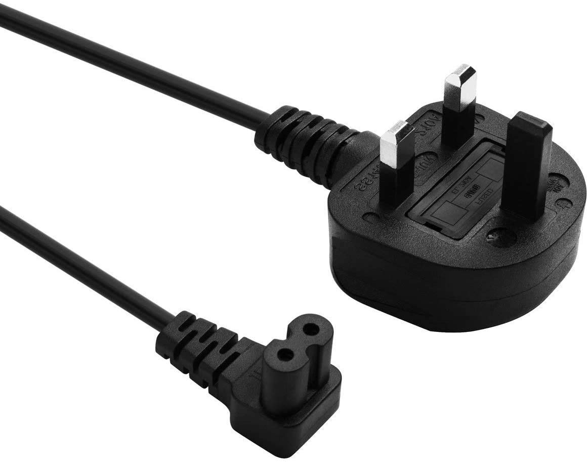 Power Cable UK 3PIN Plug to Right Angled 90 Degree,Figure Fig of 8 IEC