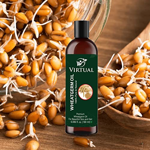 Image of VIRTUAL 100% Pure WheatGerm Oil For Hair, Skin Care, Cold Pressed Natural Oil (180ml)-Pack of 2