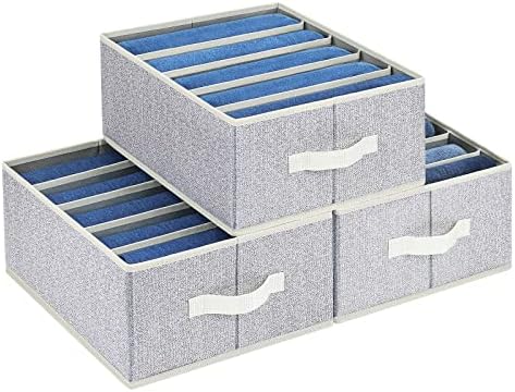 Homsorout Wardrobe Organiser Clothes Storage Boxes - 2 Pack of Widened Trousers Closet Organizer Dividers Collapsible Storage Boxes Large Cabinet Cupboard Organisers for Jeans, Shirts, Sweater, Shoes